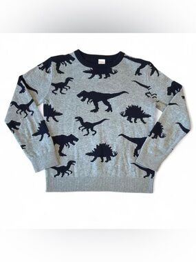 GYMBOREE Gray Knit Sweater with Navy Dinosaur Silhouettes